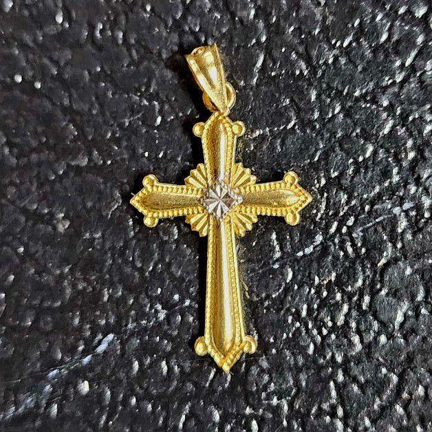 Small 14k Gold Cross 0.8 Grams 1" Tall Real Solid Yellow Gold Not Plated 🎁
