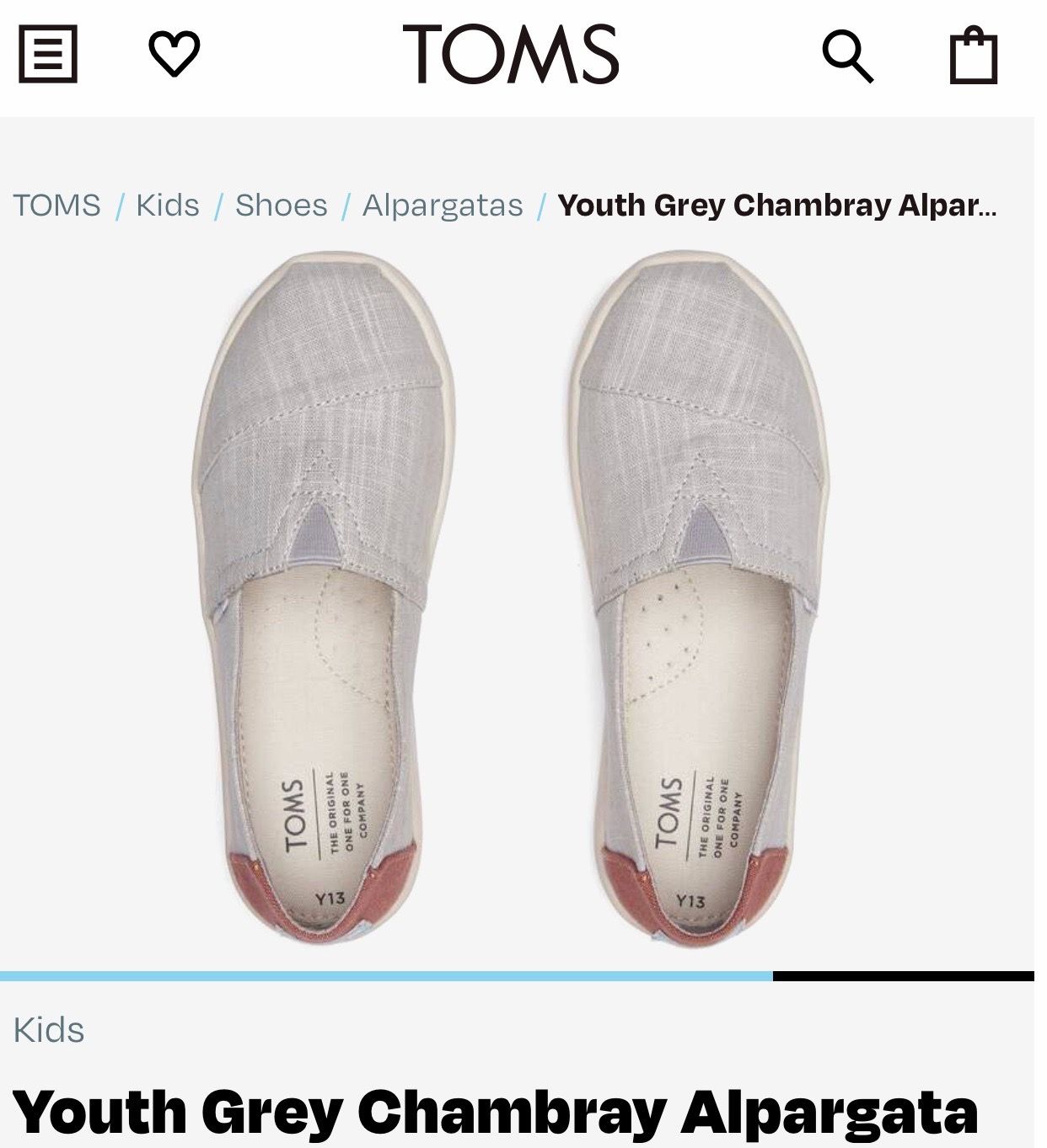 Toms Alpargata Shoes Kids Size 11 $20 dlls. New In box