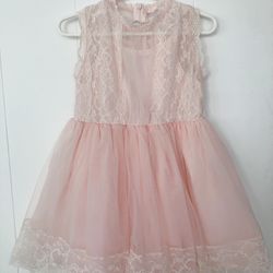 Pink tulle lace dress for girls