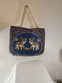Blue Elephant Tapestry Tote Bag