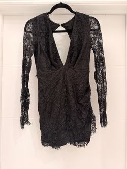 Mini lace dress with open front and back