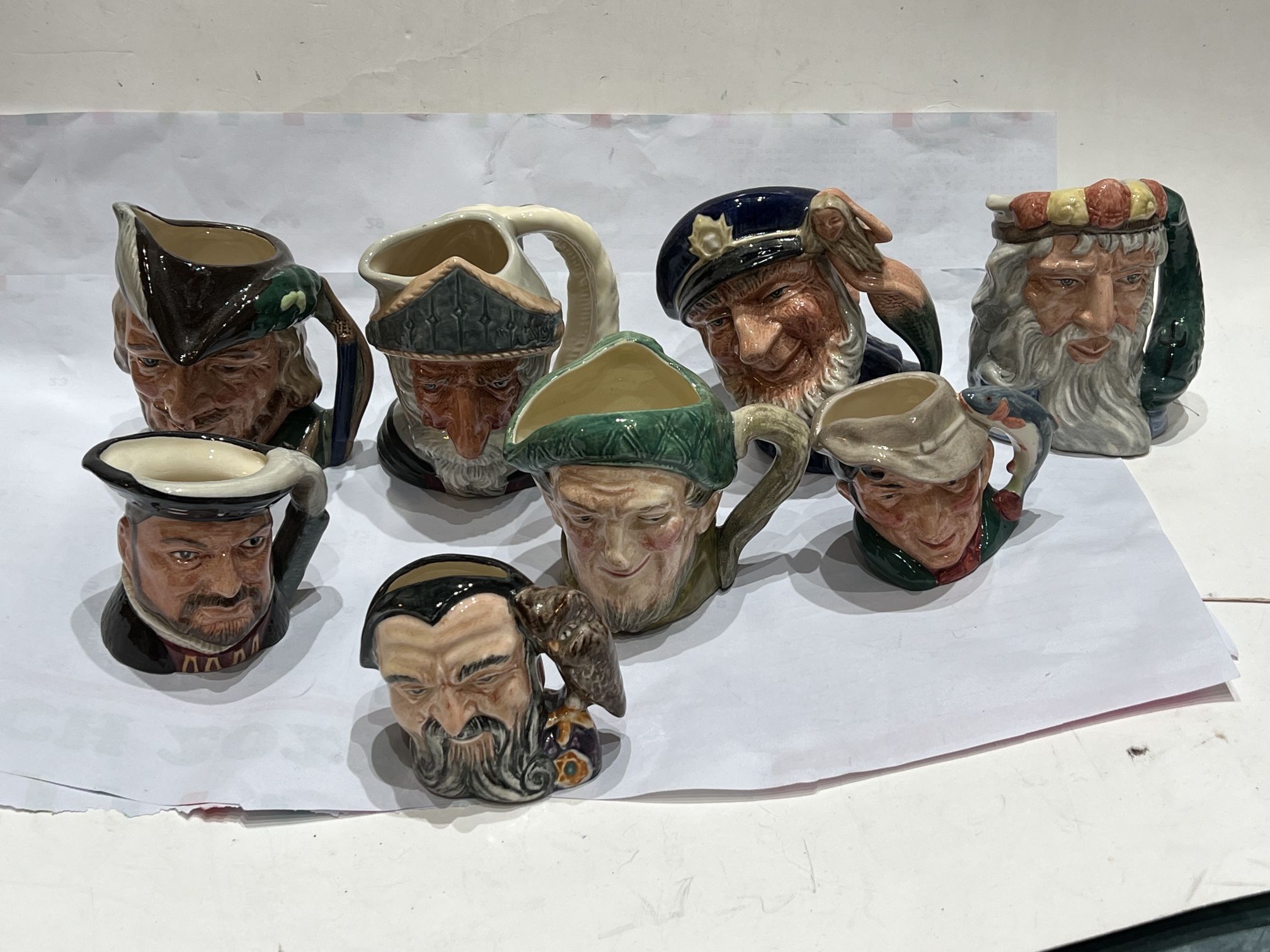 Royal Doulton Lot 8 Miniature TOBY MUGS Character 2.5" - 4" 1940s