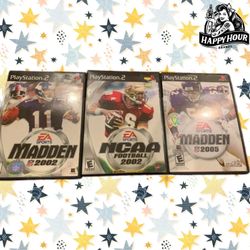 Plastation 2 Games Madden 2002 NCAA 2002 Madden 2005 Used Vintage EA Sports