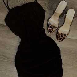 Dark Brown Bodycon Dress🤩 Heels Are Available For Sale