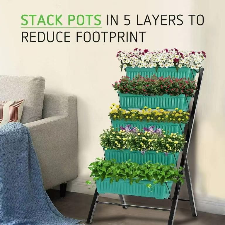 4 ft. Vertical Raised Garden Bed 5 Tier Planter Box Perfect to Grow Flowers, Vegetables, Herbs, for Outdoor and Indoor Gardening
