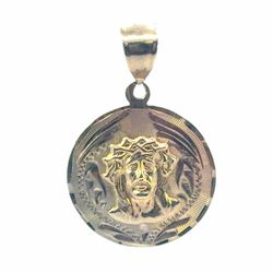 Men’s or Woman’s 14k Tri-Toned Rose White Yellow Gold Round Jesus Head Pendant for Necklace GP3119414