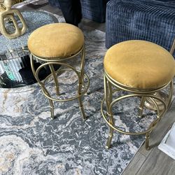Set of 2 Gold Velvet Bar Stools – Modern Glam