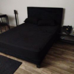 Black Velvet Crush Queen Bed Frame 