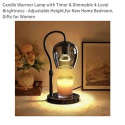Amazon Candle Warmer Lamp with Timer & Dimmable 4-Level Brightness - Adjustable Height,for New Home Bedroom, Gifts for Women