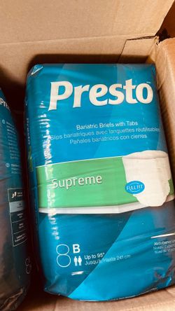 Presto supreme bariatric briefs with tabs