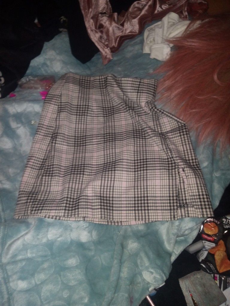 Pink Plaid Mini Skirt