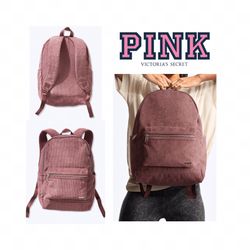 Victoria’s Secret Vs Pink Begonia Velvet Corduroy Backpack Bag