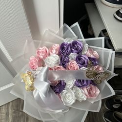 Eternal Rose Bouquet And Custom Word Banner 
