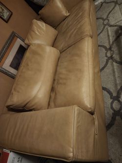 Black Leather Sofa with Wood Frame