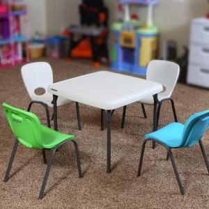 Kids table with 2 chairs green/blue