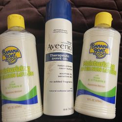 Banana Boat Lotions  And aveeno Shave Gel 