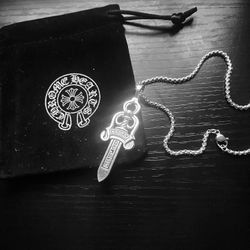 Chrome Hearts Dagger Necklace |with Chrome Bag|