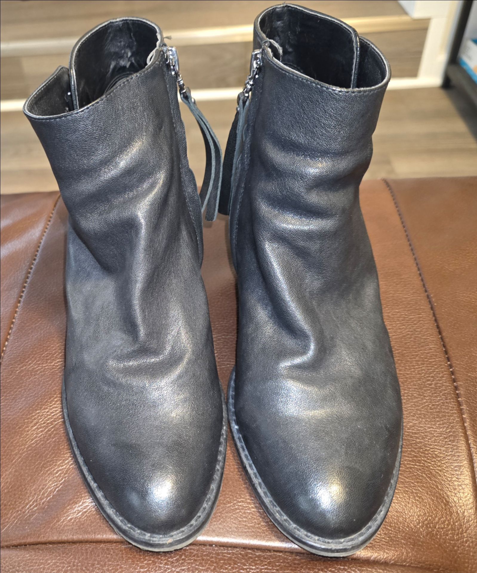 Sam Edelman Black Leather Ankle Booties Size 8