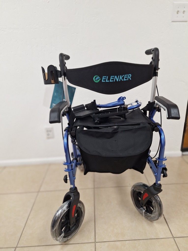 All Terrain Rollator Walker Transport Wheelchair Combo