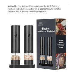 Brand new Electric Salt and Pepper Grinder Set With Battery Rechargeable, External Adjustable Coarseness, Automatic Ceramic Salt & Pepper Shakers Mill