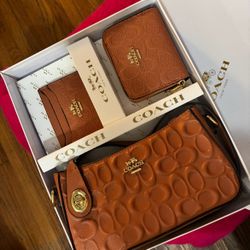 Coach Brown Purse 3 Pc Set