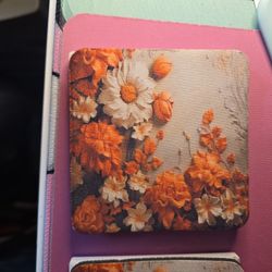 Orange Flowers Cup Coasters