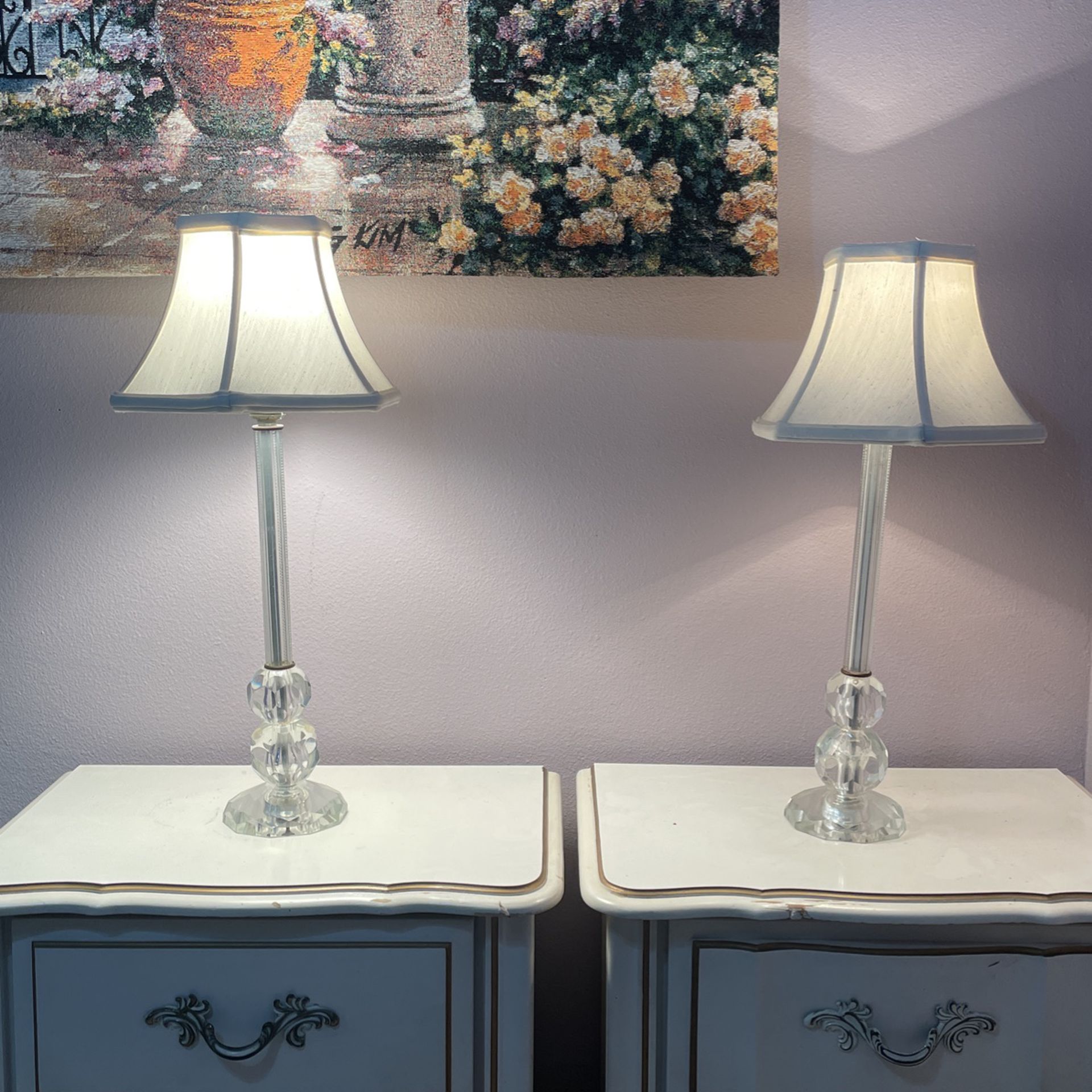 Two Vintage Small Nightstand Lamps
