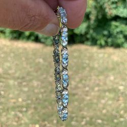 Beautiful Women's Topaz and CZ Silver Bracelet - 7 1/2"