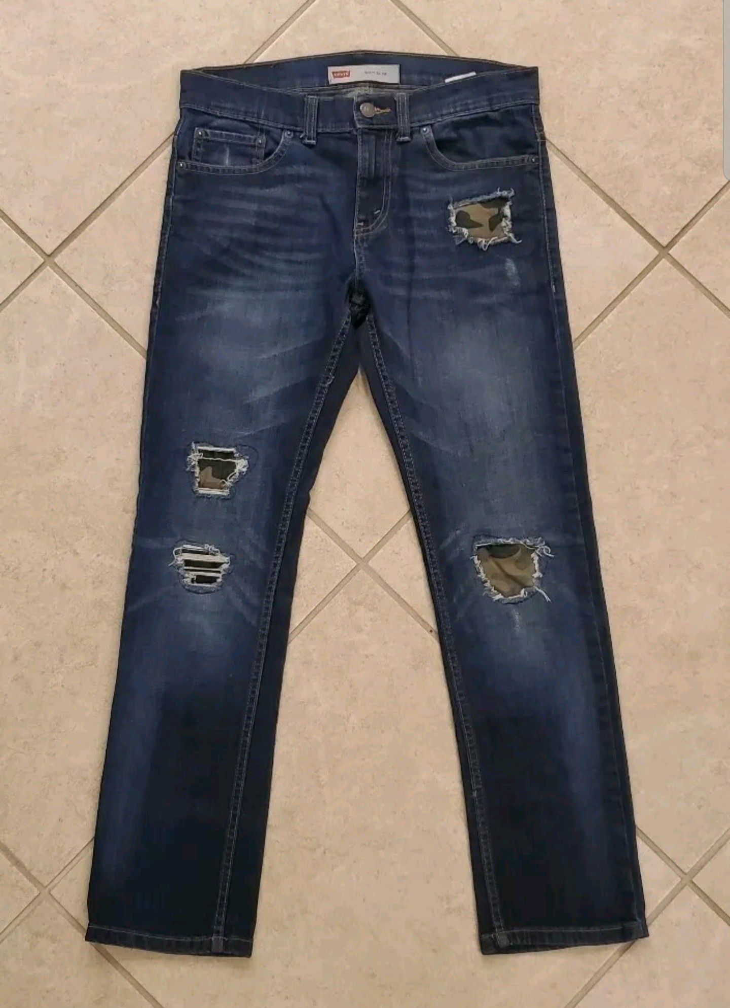 Boy's Levi's 511 Slim Fit Denim Jeans Size 14 Regular 27x27 Distressed Camo