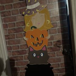 Hand Painted Tall Halloween Wood Sign