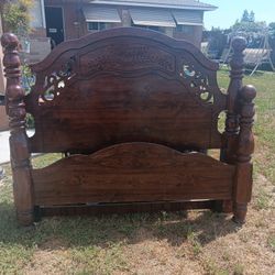 Solid Heavy Wood Queen Antique Frame