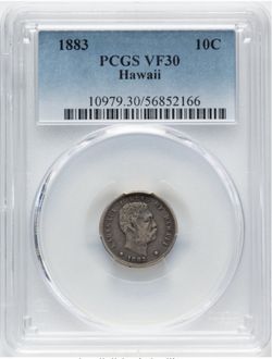 1883 10c Cent HAWAII VF 30 PCGS + 3 Free Wheat Pennie’s 