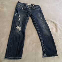 BKE Denim Jeans Women 30 Blue Stella Straight Leg Low Rise Outdoors (32x26)