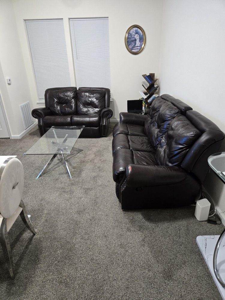 Reclining Loveseat and Sofa Dark Brown leather