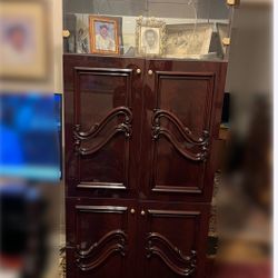 Living Room Wall Unit / Mahogany wood Entertainment Center 