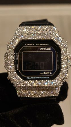 VVS Iced Out Big Pointer Moissanite G-Shock Watch – VVS D Color Custom Flooded Casio with Box & Papers