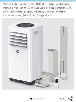 Portable Air Conditioners, 10000 BTU Air Conditioner Portable for Room up to 450 Sq. Ft., 3-in-1 Portable AC Unit with Digital Display, Remote Control