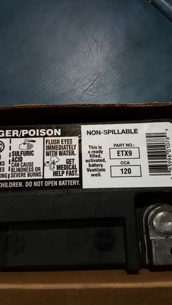 Motorcycle battery with receipt