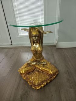 GOLD STATUE W) GLASS TABLE TOP