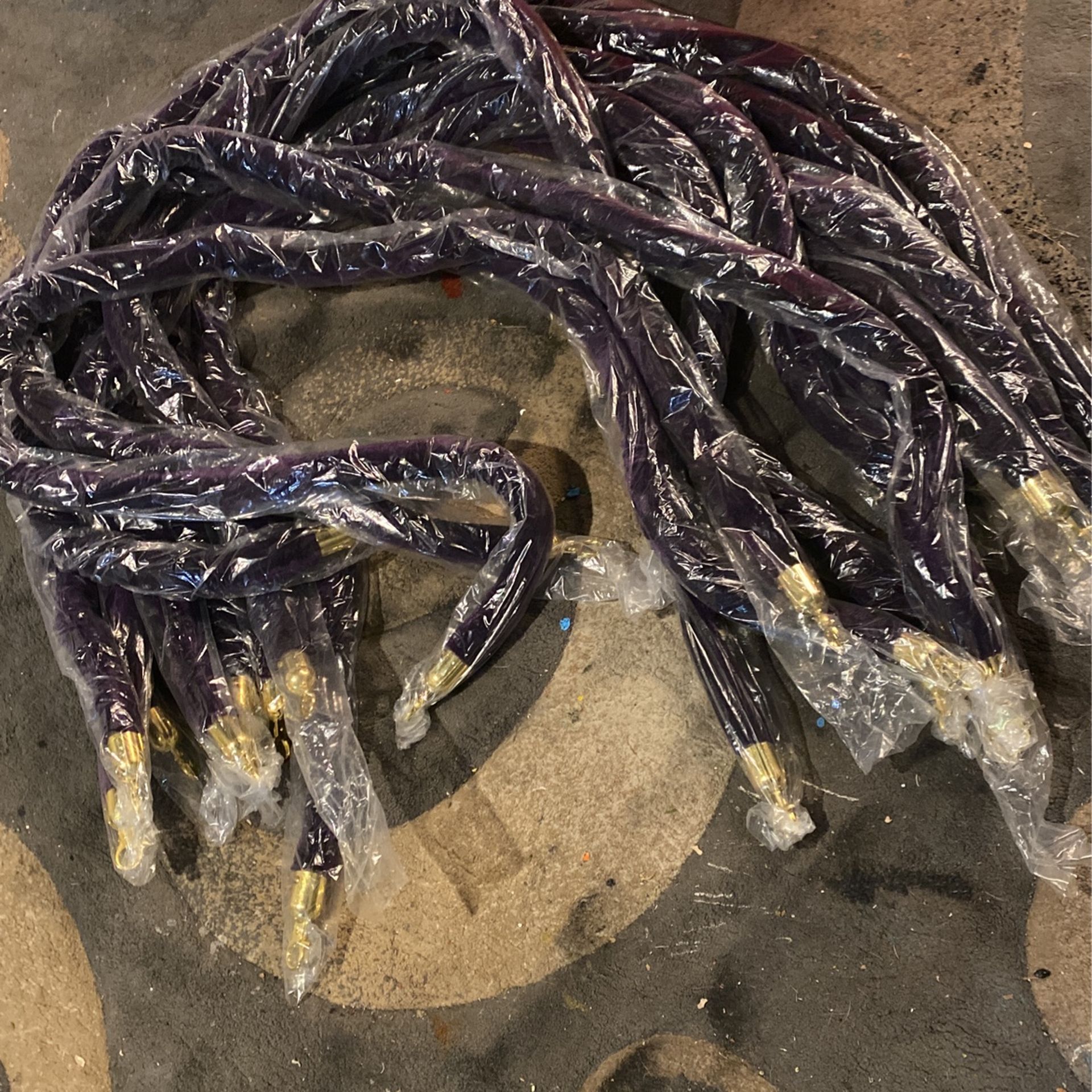 Purple Velvet Stanchion Rope, 5-Foot Crowd Control Barrier, Suitable for Banquets, Parties and Engagement Venues with Polished Gold Hook-12 Pcs
