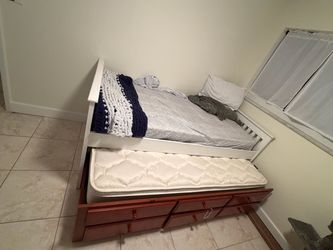 Twin Bed Frame with Trundle and Drawers