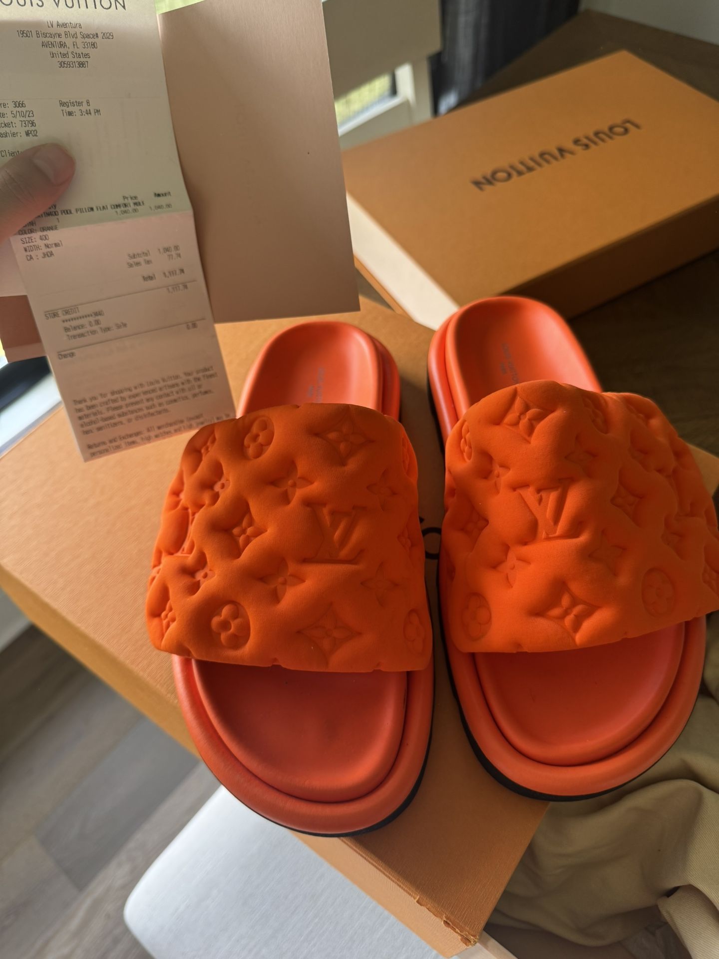 Louis Vuitton Orange Pool Pillow Flat Comfort Mule