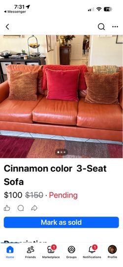 Cinnamon color 3-Seat Sofa