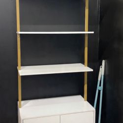 Wall Mounted Shelves; Gold and White