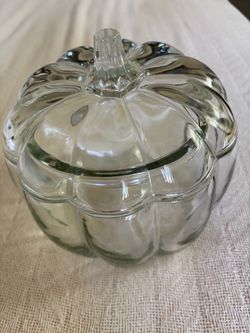 Festive Fall pumpkin glass candy or cookie jar