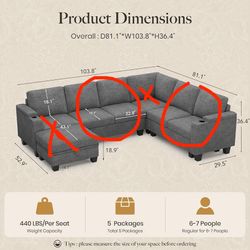 Belffin Chenille Modular Sectional Sofa Convertible L Shaped Corner Couches for Living Room with Storage Armrest with Cup Holder Light Grey Couch