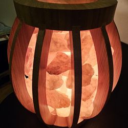 Himalayan Glow Basket Crystal Pink Chunks, Nightlight, Bulb,(ETL Certified) Dimmer Switch, Bamboo Salt lamp 