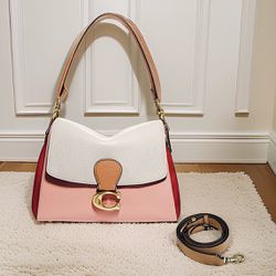 NEW Coach May Shoulder Bag Crossbody | Leather Brass Blush Multi Colorblock | 4613