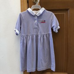 Girls purple and white stripe dress - Size 4