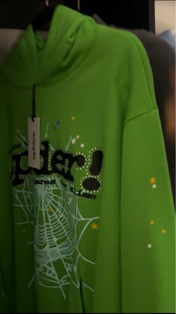 Sp5der Green Hoodie with Web Graphic